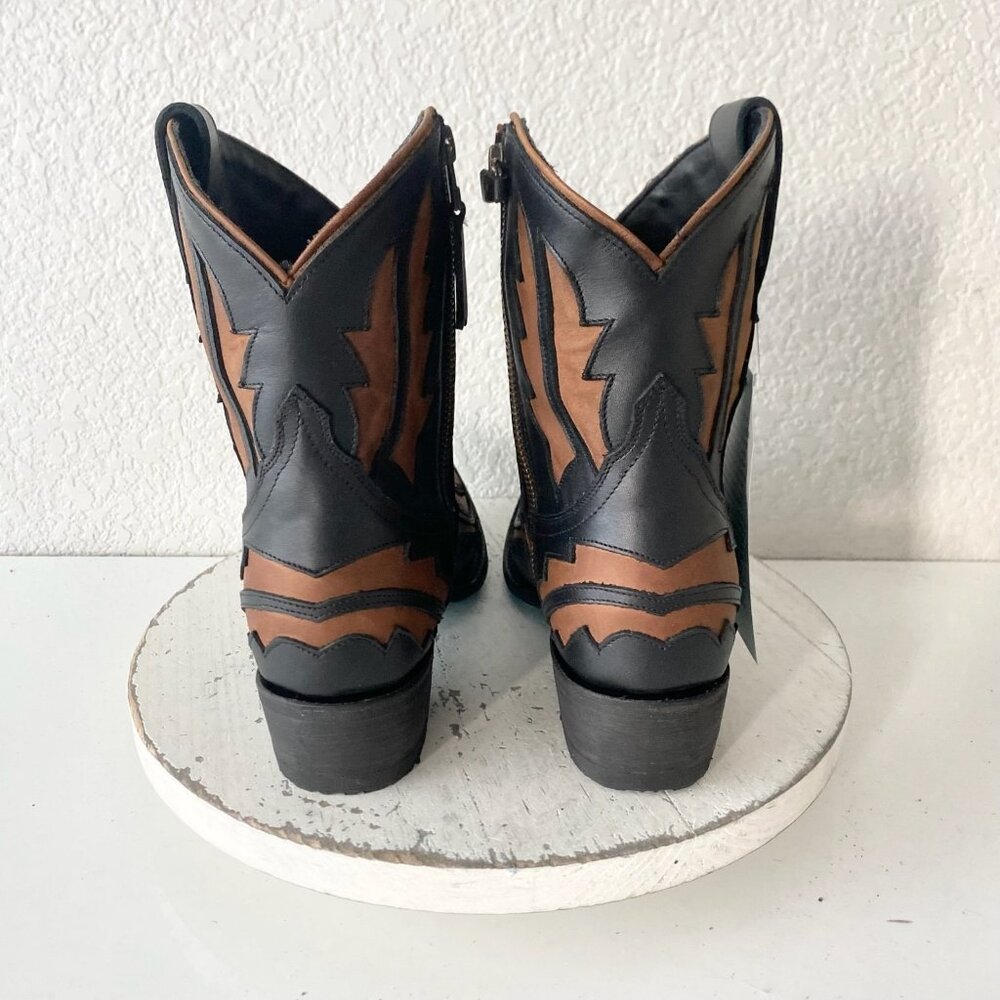Lane WALK THE LINE Womens Cowboy Bootie 7 Black Brown Cowgirl Short Ankle Boot - Picture 3 of 11